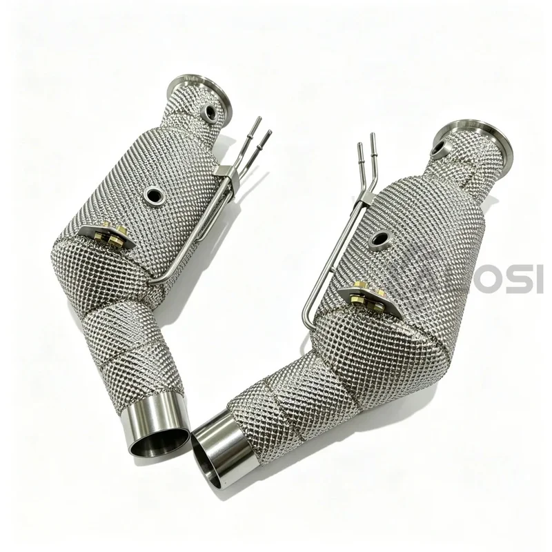 SS304 Free Flow Exhaust Downpipe Lower Pipe for Alfa Romeo Giulia Stelvio Quadrifoglio 2.9T Sport Exhaust Pipe With Heat Shield