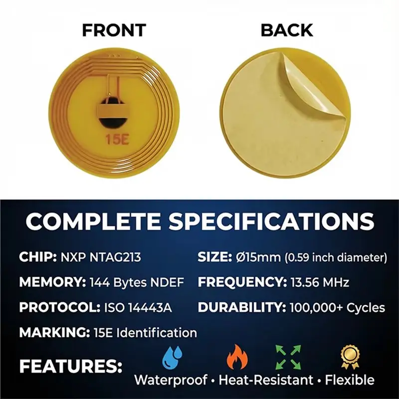 B63B-FPC Tags Tags Mini Flexible, High Frequency, , Electronic Mini Vehicle Tag With NXP Chip, 15Mm