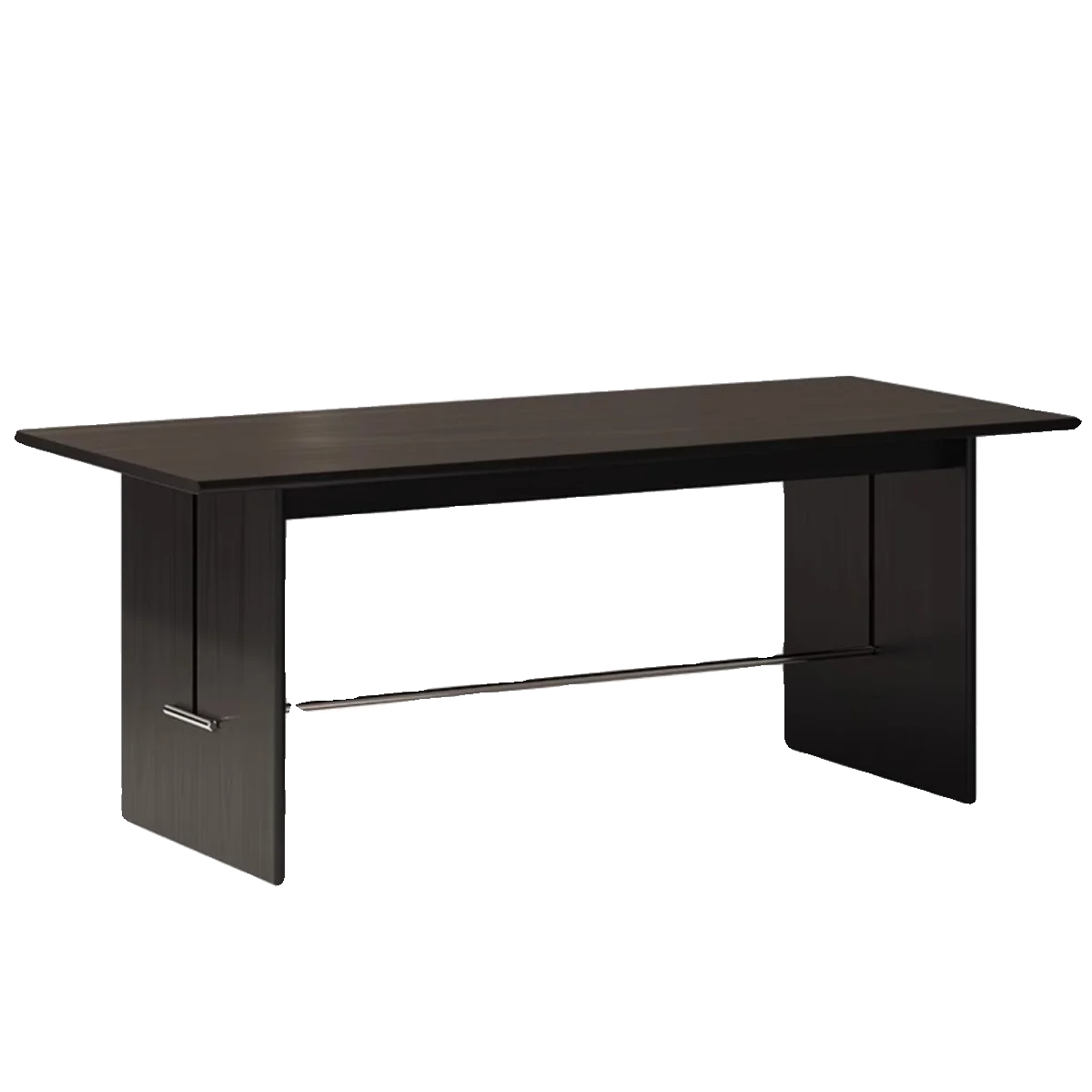 LTT simple modern black solid wood rectangular dining table Nordic light luxury office conference desk