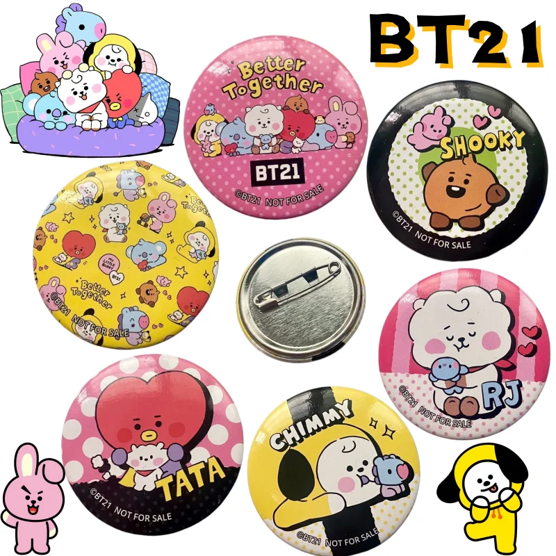 

Значок BT21 Koya RJ Shooky Chimmy Cooky с ярким принтом в стиле аниме и мультфильмов, для украшения школьных сумок и одежды, унисекс