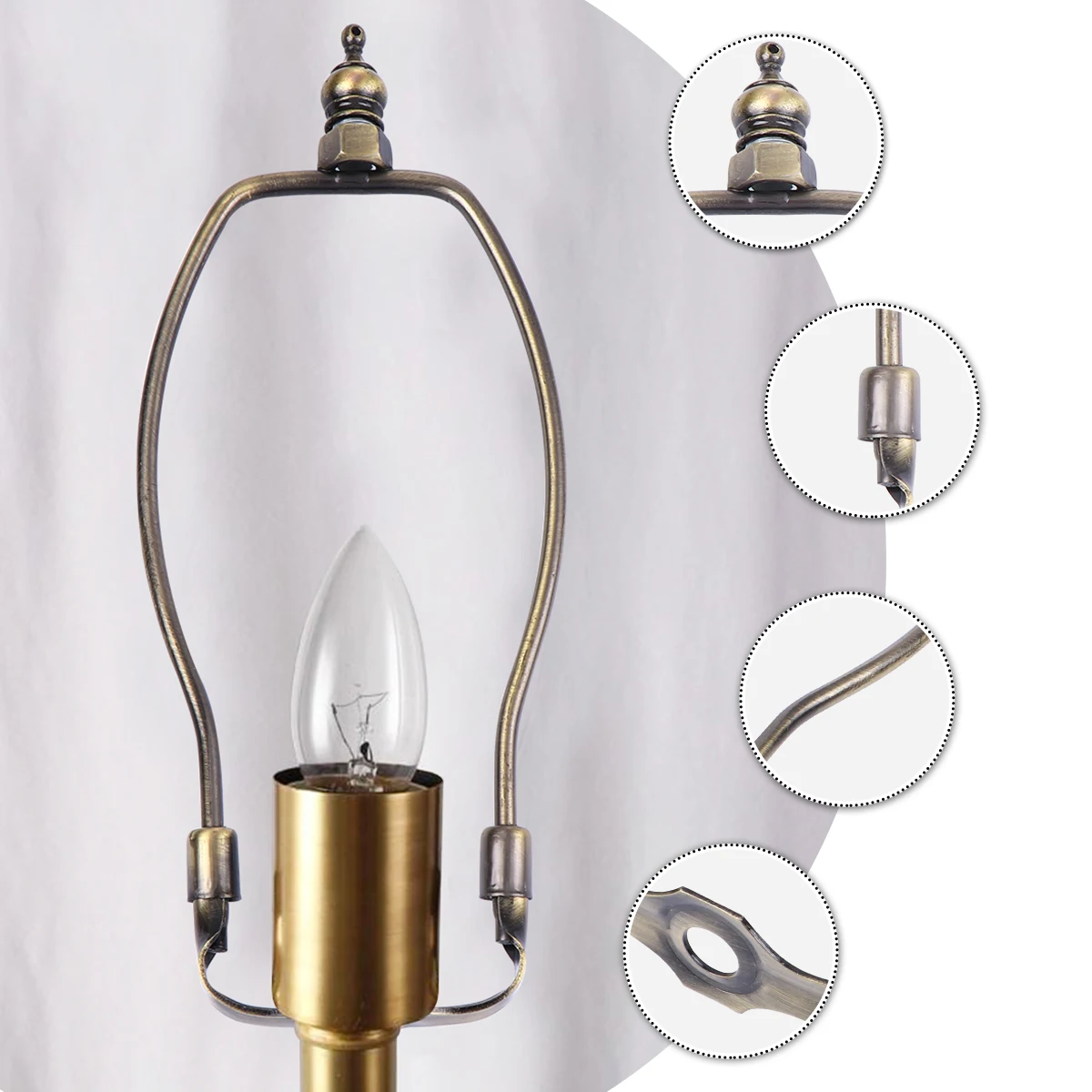 Staffa per lampada a corno da 8 pollici Supporto per arpa da pavimento in metallo Accessori per illuminazione facili da installare Telaio per lampada in ferro per lampade da tavolo