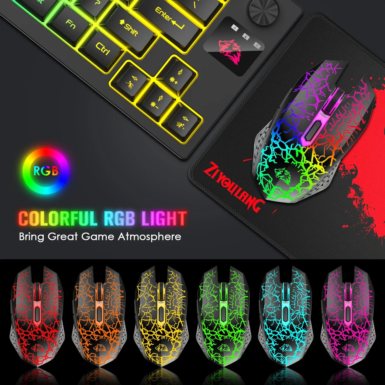 Imagem -05 - Wireless Gaming Office Teclado e Mouse Grupo 2.4g Ergonômico Recarregável Rgb Backlit Apto para pc Gamer Computador Laptop