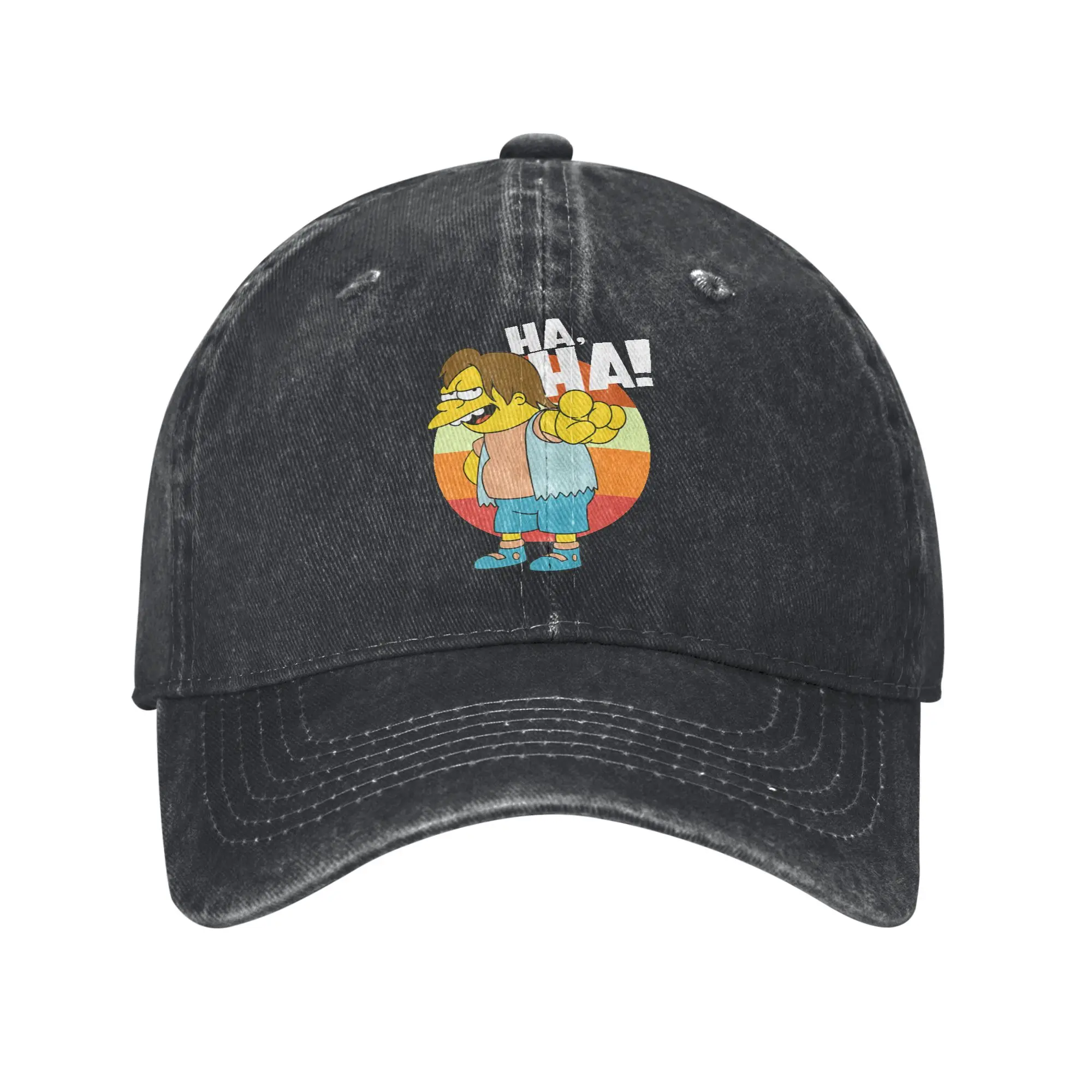 The Simpson Nelson HAHA Unisex Style Baseball Caps  Distressed Washed Hats Cap Vintage Outdoor Running Golf Snapback Cap