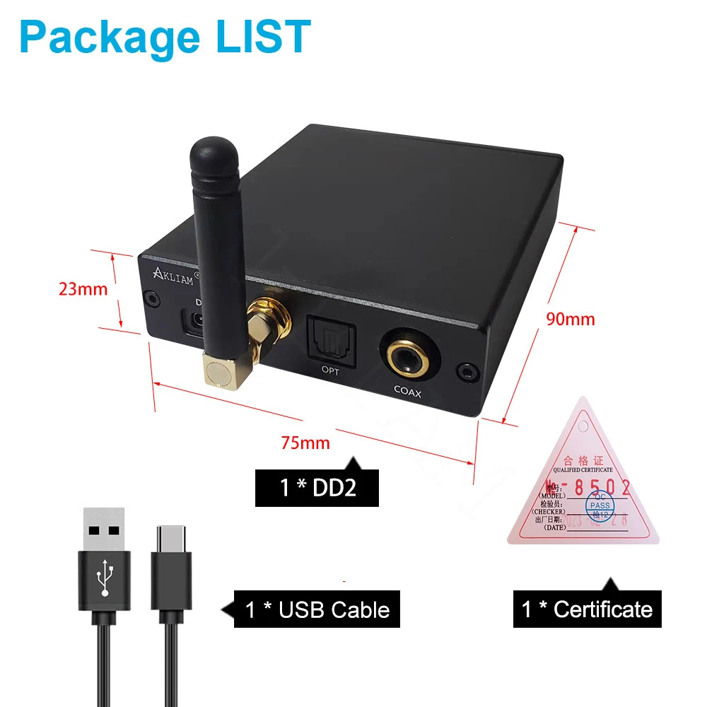 AkLIAM DD2 LDAC Aptx-Adaptive Bluetooth 5.4 إلى SPDIF واجهة رقمية للمخرجات المحورية والبصرية APTX-HD LDAC محول