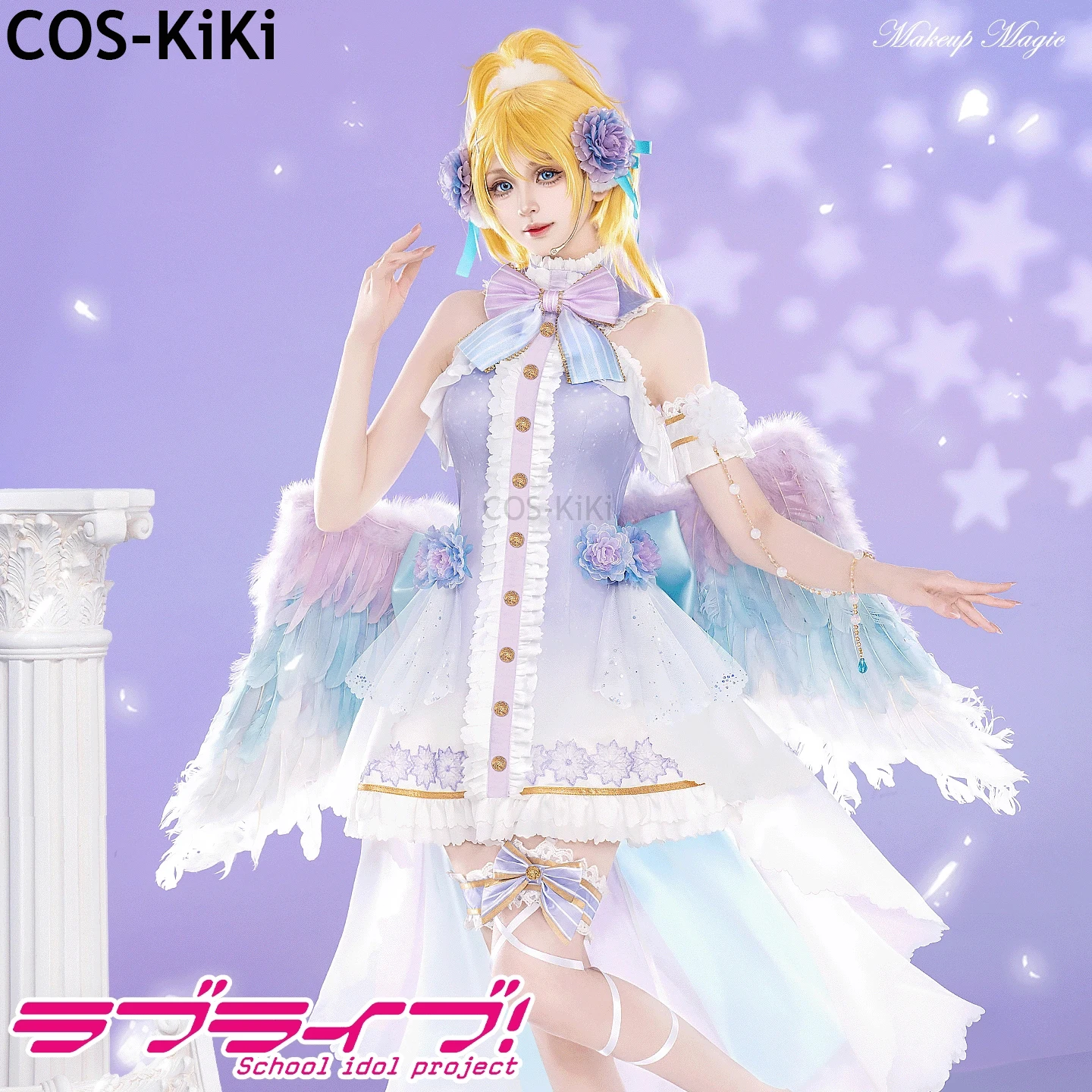 COS-KiKi Аниме Lovelive! Ayase Eli, белый костюм ангела на день святого Валентина, элегантное платье, униформа Лолиты, карнавальный костюм