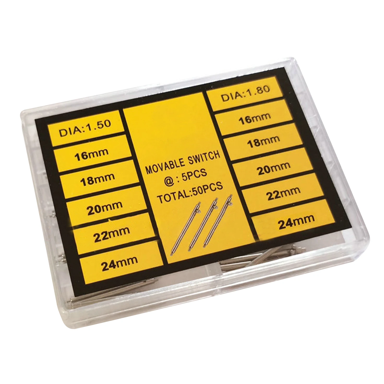 

50 шт. 1,5/1,8 мм быстроразъемные пружинные стержни из нержавеющей стали, штифты для часов, цилиндрическая кнопка, инструмент для ремонта часов, аксессуары