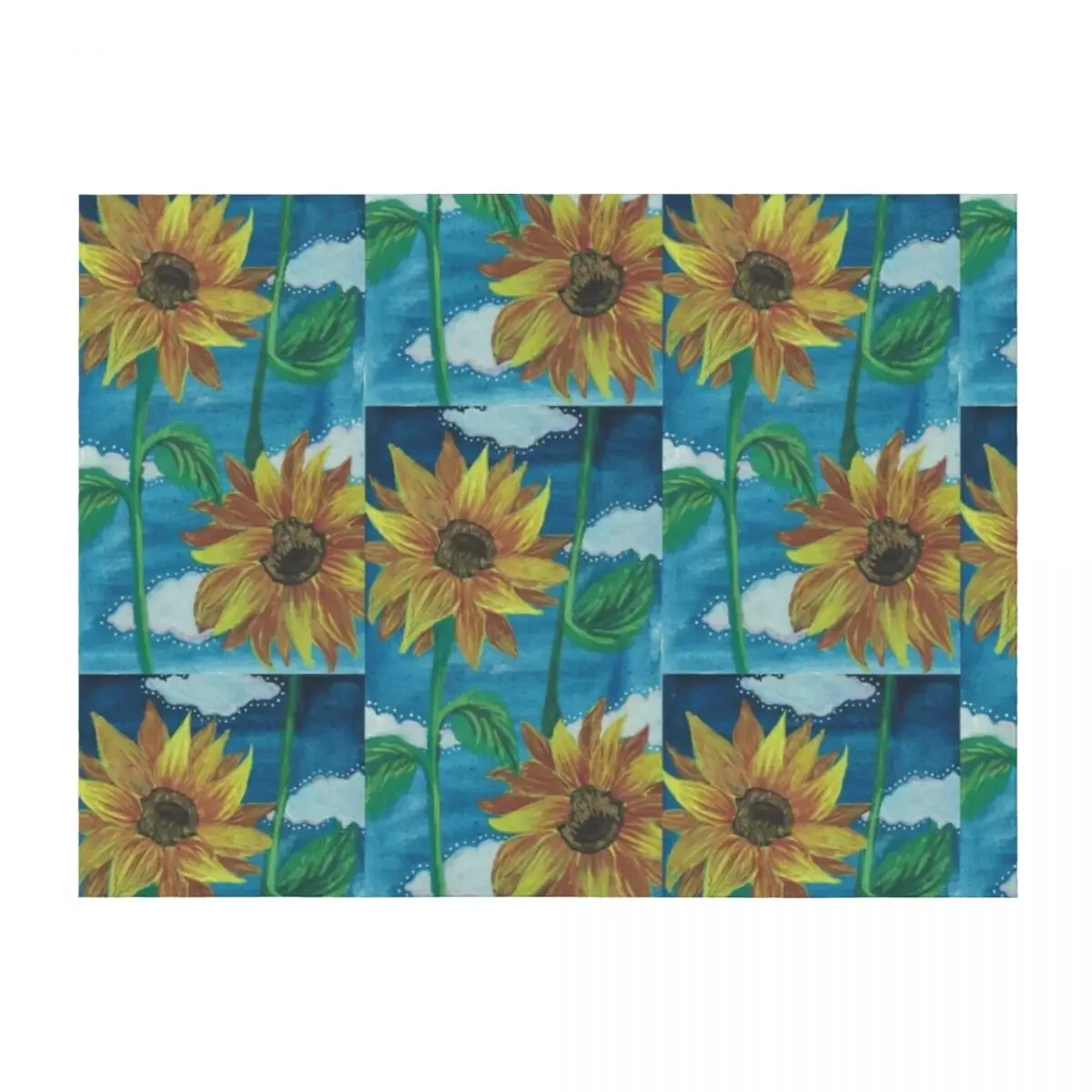 

Tilted Sunflowers with Clouds Throw Blanket Giant Sofa blankets and throws for sofa Flannel Fabric Blankets