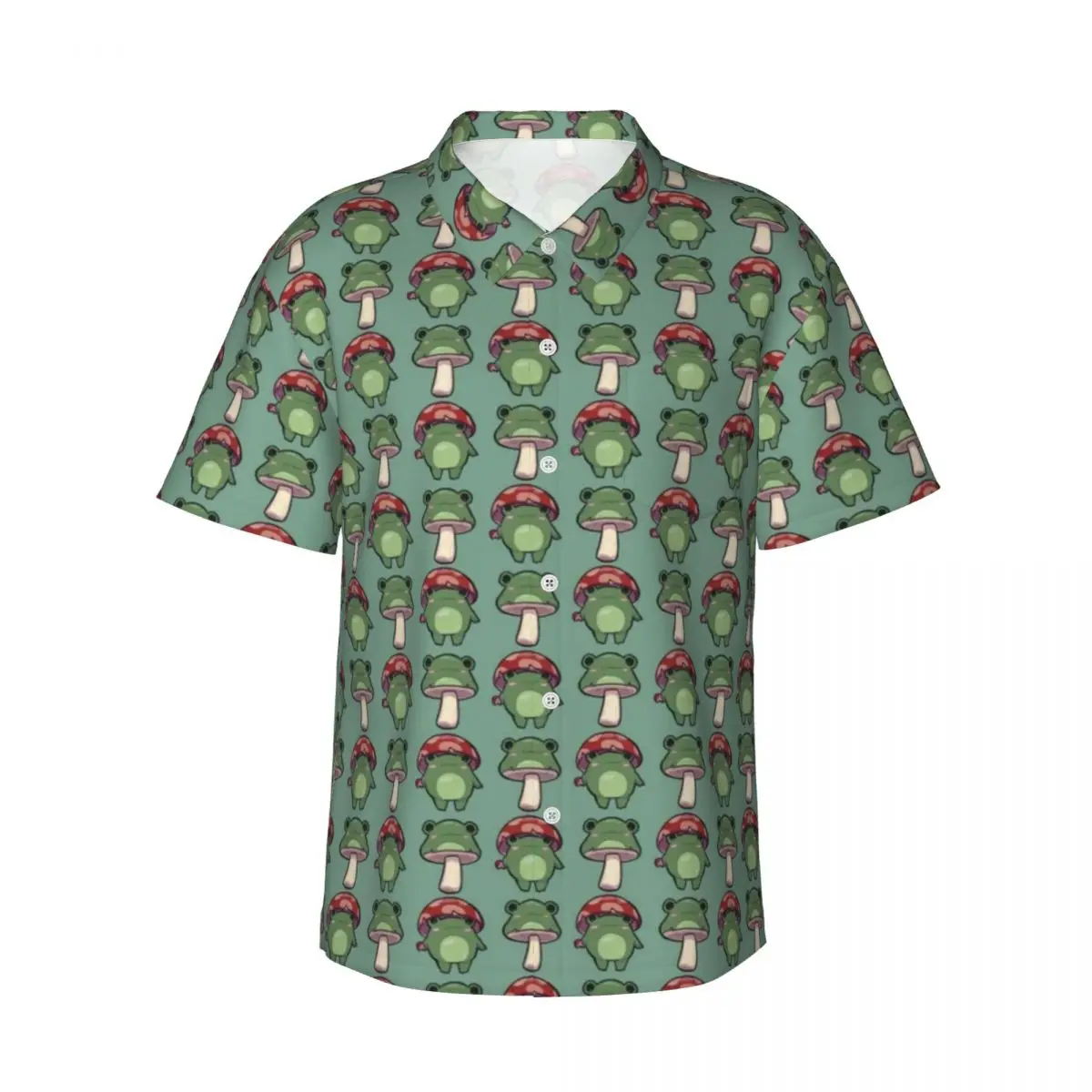 

Mushroom Frog Vacation Shirt Animal Cartoon Frogs Aesthetic Hawaiian Casual Shirts Men Vintage Blouses Harajuku Graphic Clothes