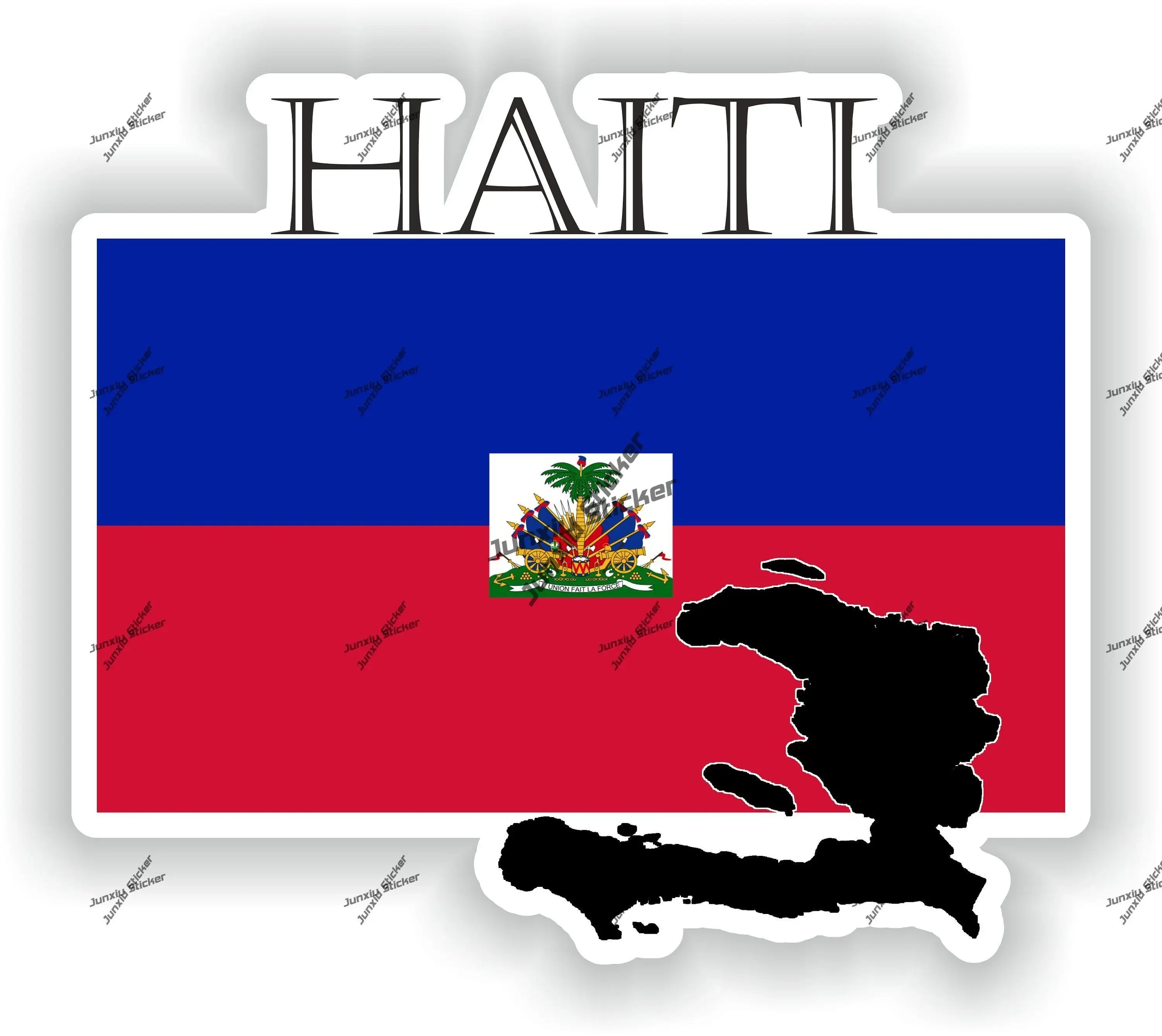 

Haiti Decal Coat of Arms of Haiti Flag with Map Badge Sign Waterproof Sticker Decor for SUV Car Bike The Whole Body Anti Scratch