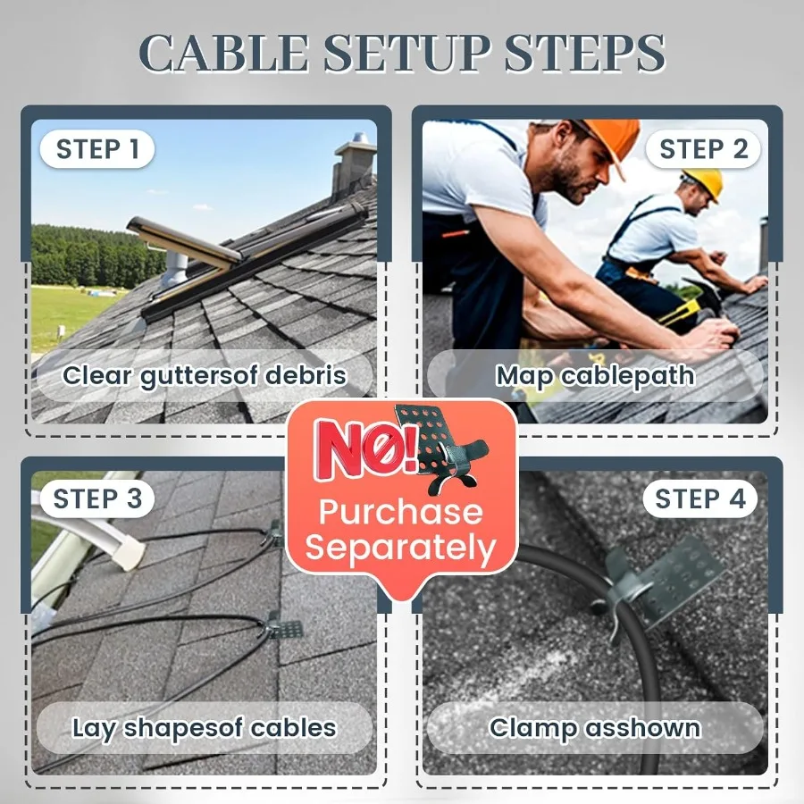 سخان مزراب لسقف ذوبان الثلج كابل تسخين ذاتي التنظيم مع قابس مضاء بطول 6 أقدام 120 فولت 8 وات/قدم 65 قدم تسخين Ca