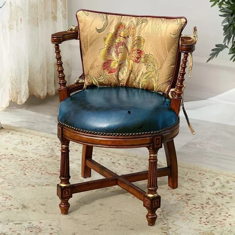 

SS American all-solid wood leather sofa retro art style comfortable soft bag casual sofa chair