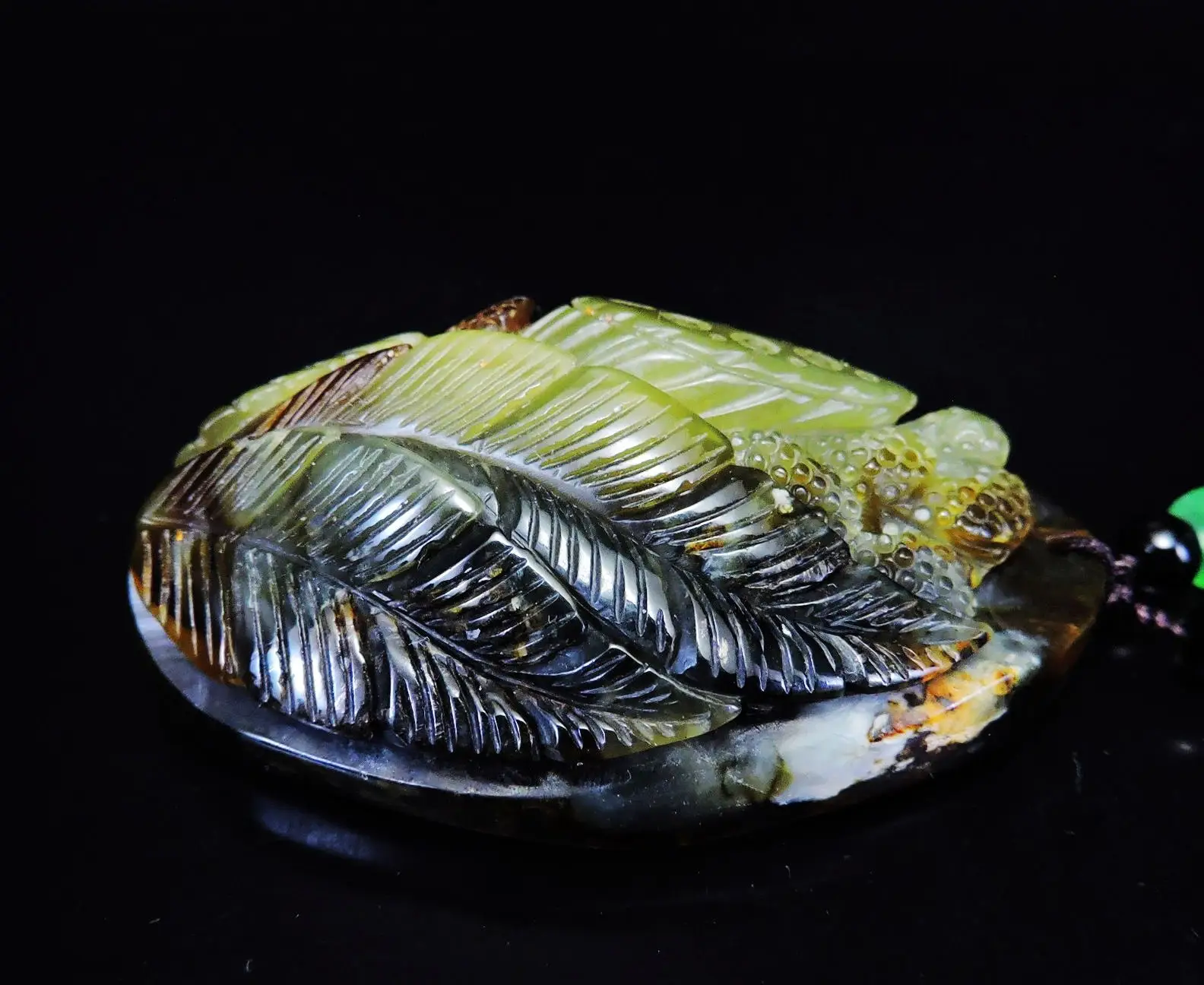 Jade Jewelry Natural Jade Pendant Necklace Hand-Carved lotus&leaves&coral Jadeite Necklace Pendant Gift No Treatment 617i