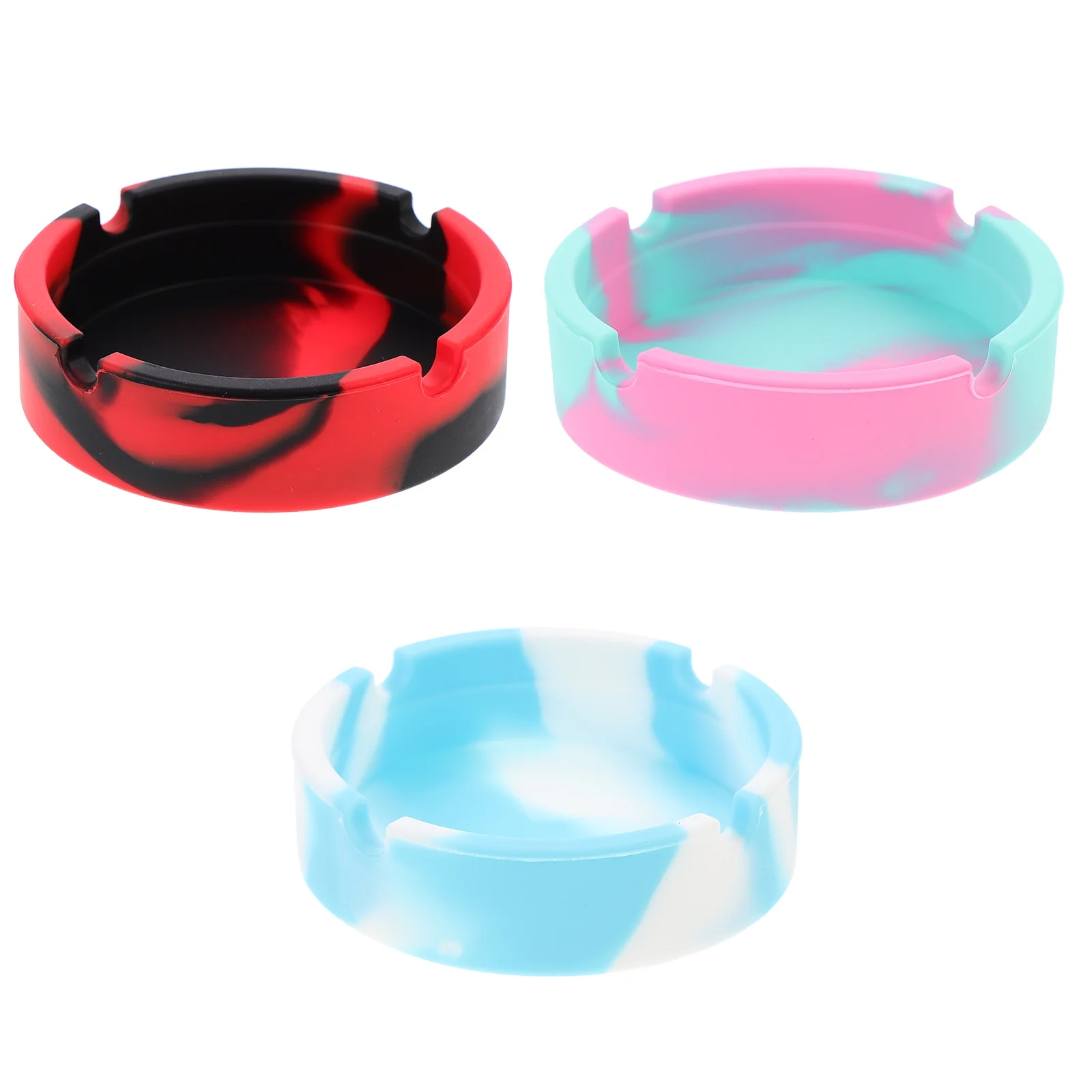 

3pcs Portable Ashtray Round Camouflage Silicone Heat Resistant Household Cigar Ashtray for Home Car Travel Use