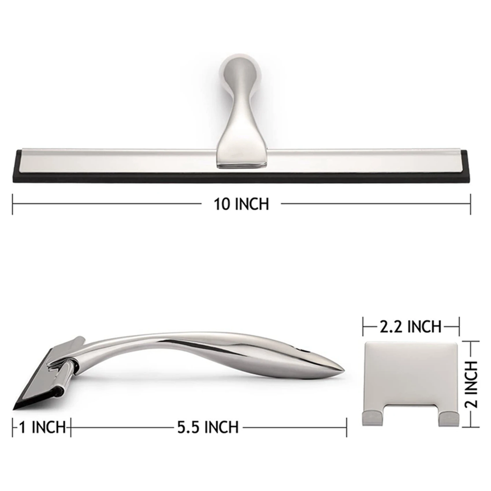 

RALCA-2X Универсальный скребок для душа для душевых дверей, ванной комнаты, окон и автомобильного стекла — нержавеющая сталь, 10 дюймов