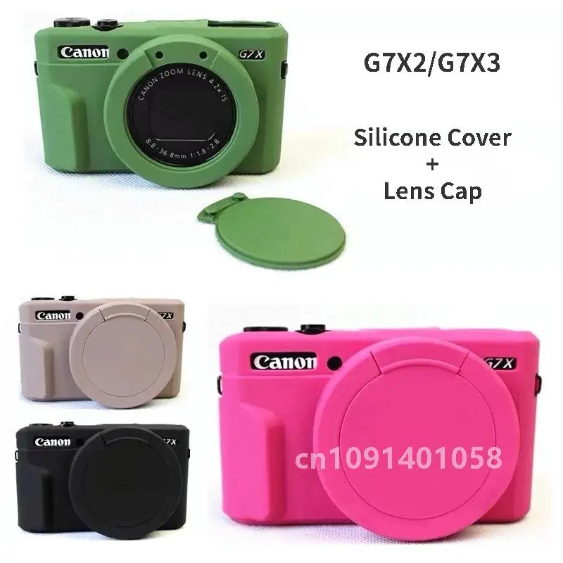 

Silicone Case with Lens Cap for Canon G7X2 G7X3 G7X Mark 2 3 Dustproof Soft Rubber Camera Cover for G7X II G7XIII Anti-fall Case