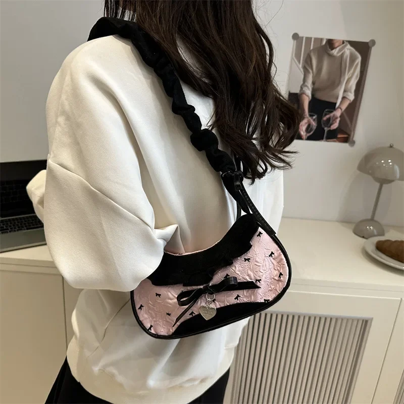 

Fashion Grid Women Handbag Lace Ribbon Adjustable Shoulder Strap Daily Commuting Bag Single Shoulder Crossbody Underarm Pouch