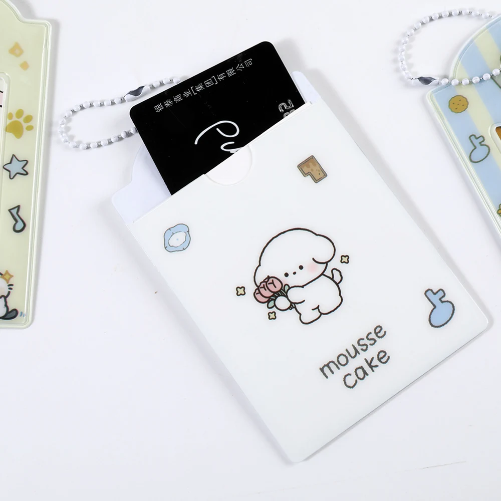 Idol Photo Sleeves Cartoon Photocards Protector 3-inch Photo Frame INS Cute Photo Pocket Key Ring Dog Cat Print Goo Card Holder