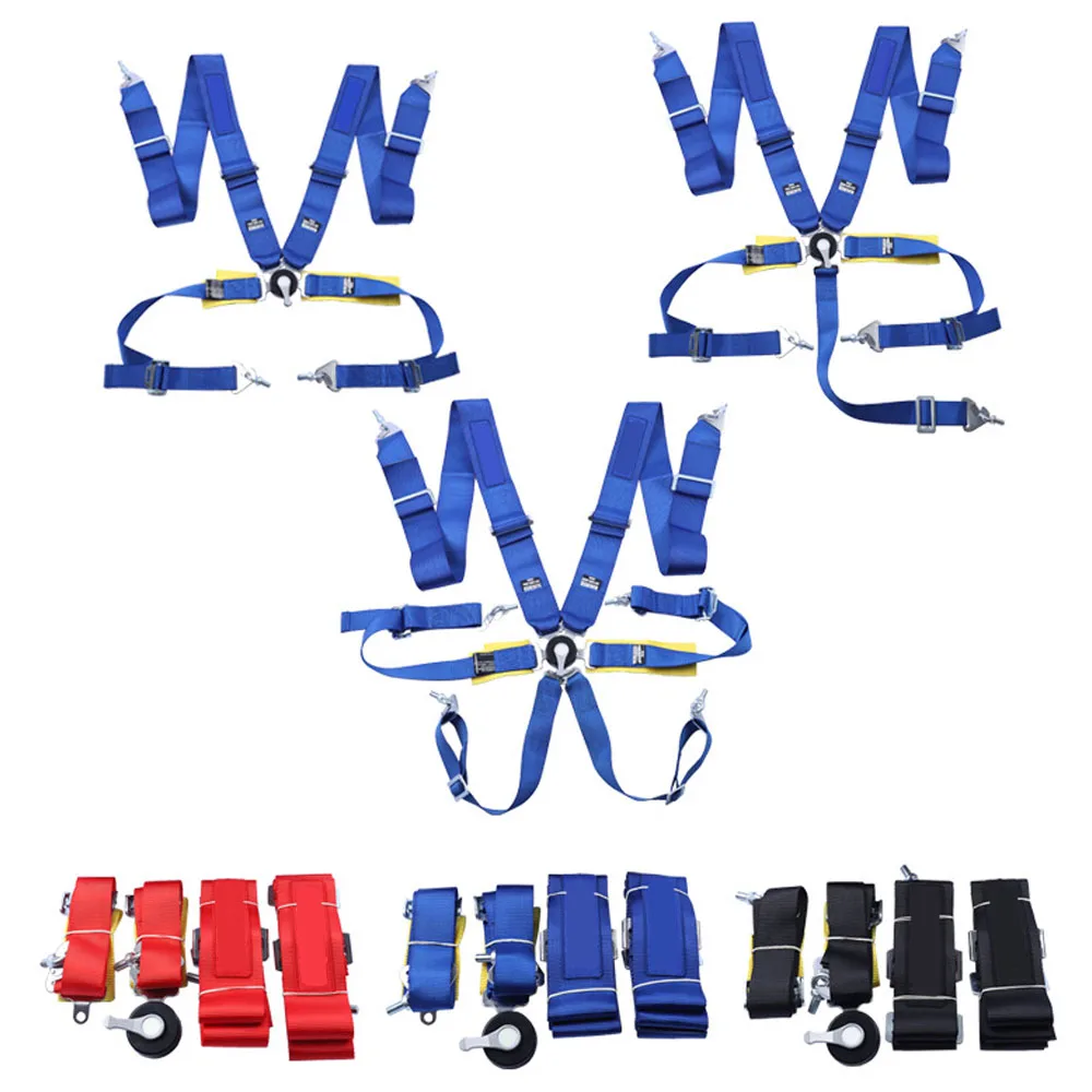Universal Racing Seat Belt 3 Inch Car Sports Harness Safety 4 5 6 Point Fixing Mounting Quick Release Nylon Harness Spa*co Logo