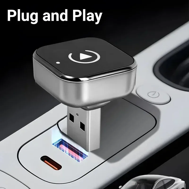 2in1 Auto Wireless Adapter 5Ghz WiFi Type-C/USB Plug Play CarPlay Wireless New Pionray Wireless CarPlay Adapter for Android
