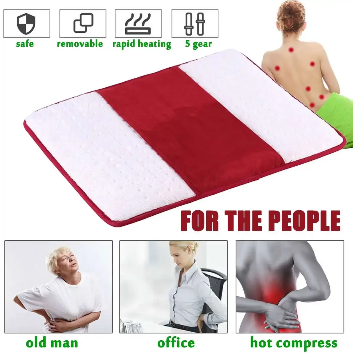 Electric Heated Pad Heat Mat Heating Blanket Warming Bed Carpet Feet Cushion Neck Back Shoulder Pain Relief Body Home Office