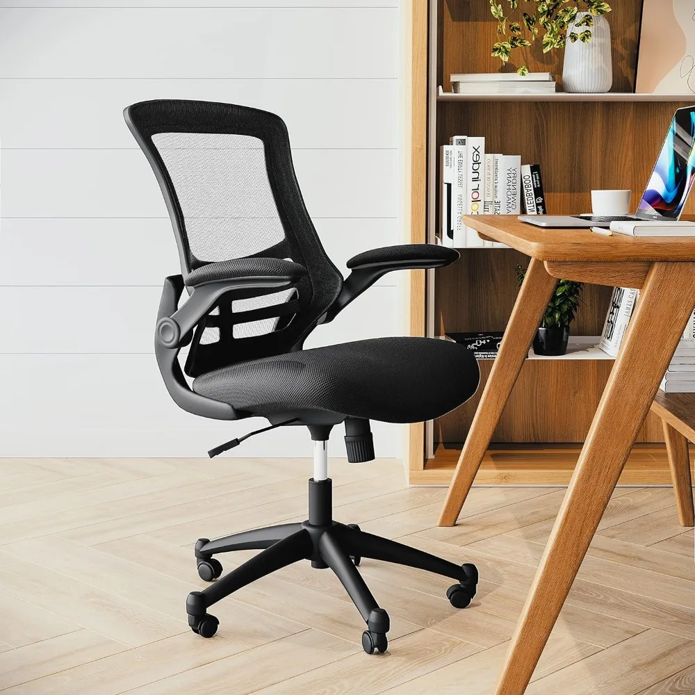 Office Desk Chair with Adjustable Lumbar Support and Seat Height, Ergonomic Mesh, with Flip-up Armrests, Black