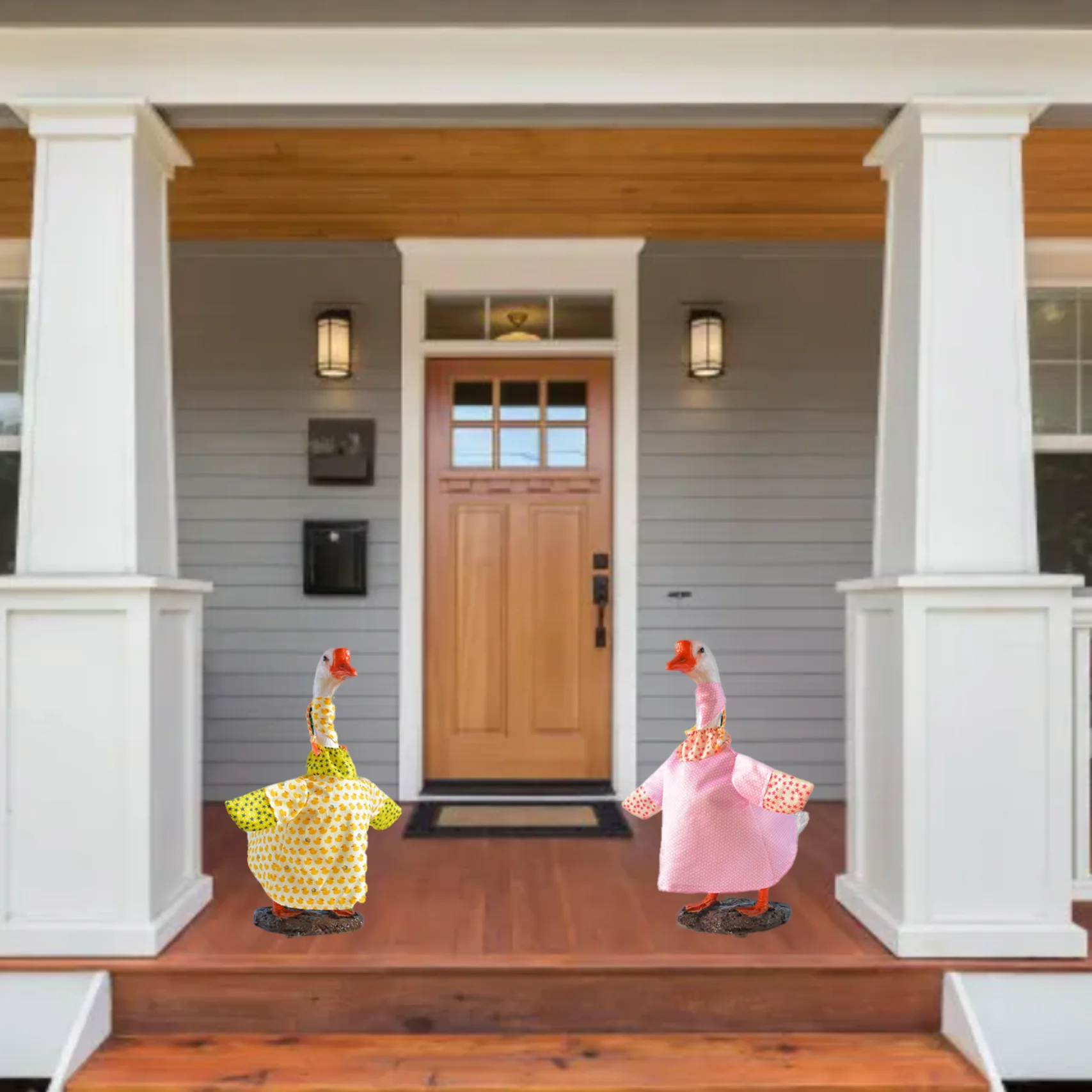 

Наряд для гуся, лужайка, крыльцо, цементная одежда для гуся, костюм гуся для 23 дюймов, цементный весенний гусь, уличное украшение для патио, двора, лужайки