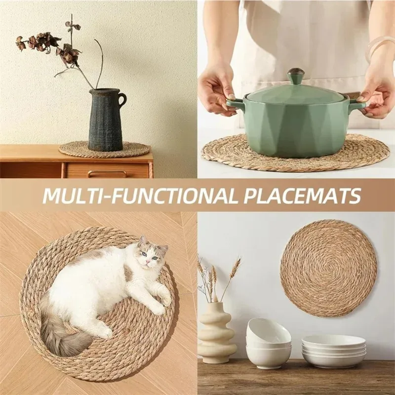 American-Style Tea Tray Non-Slip Coasters Kitchen Heat-Resistant Mats Bowl Mats Heat-Resistant Western-Style Placemats Round