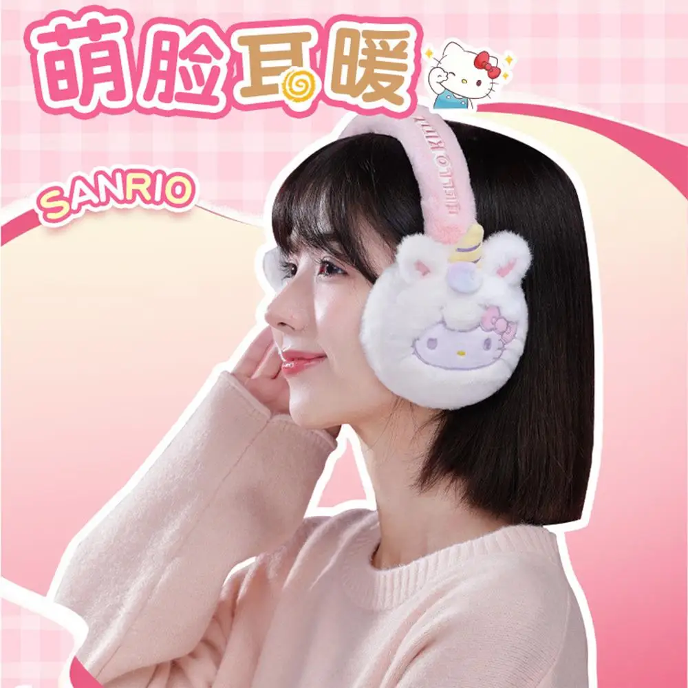 Sanrios Anime Hello Kitty Warm Plush Earmuffs Kawaii Cinnamoroll Kuromi Winter Outdoor Antifreeze Ear Cartoon Ear Bag Girls Gift