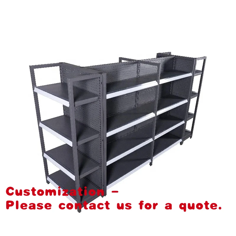

Customize.ODM Customized Size Metallic Double-Sided Supermarket Rack Shelves and Display Cabinets Retail Store Furniture