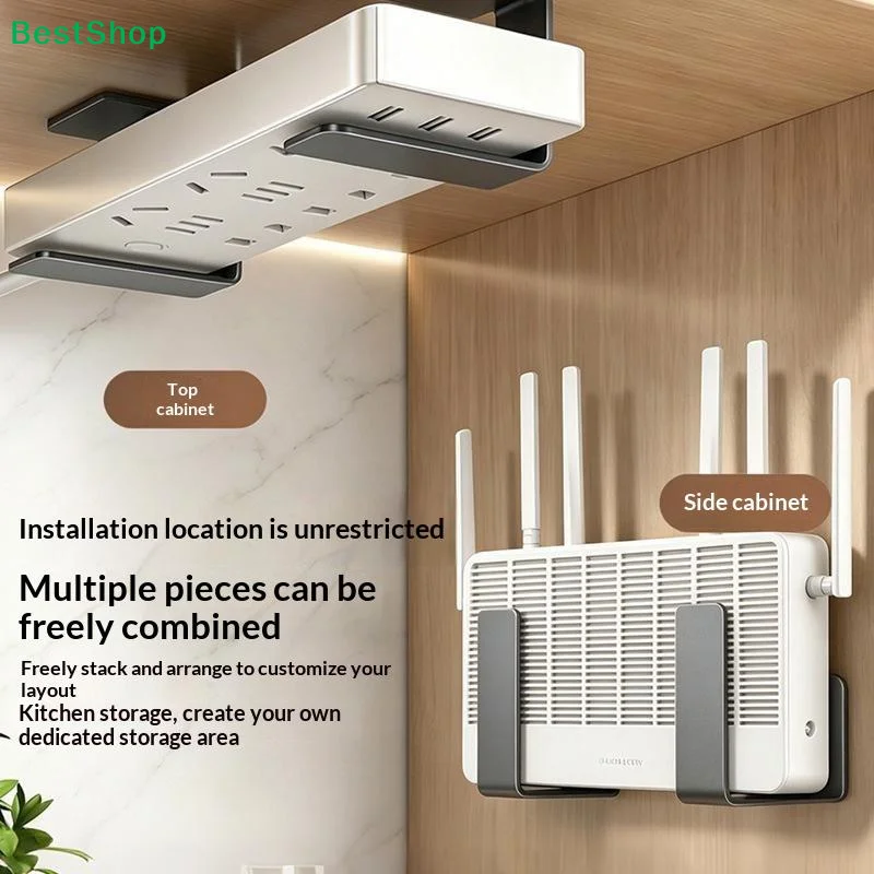 〔R〕No-Drill Wall Mount Router Storage Box | TV Network Fiber Set Topbox Holder | Multi-Functional Media Device Shelf For TV