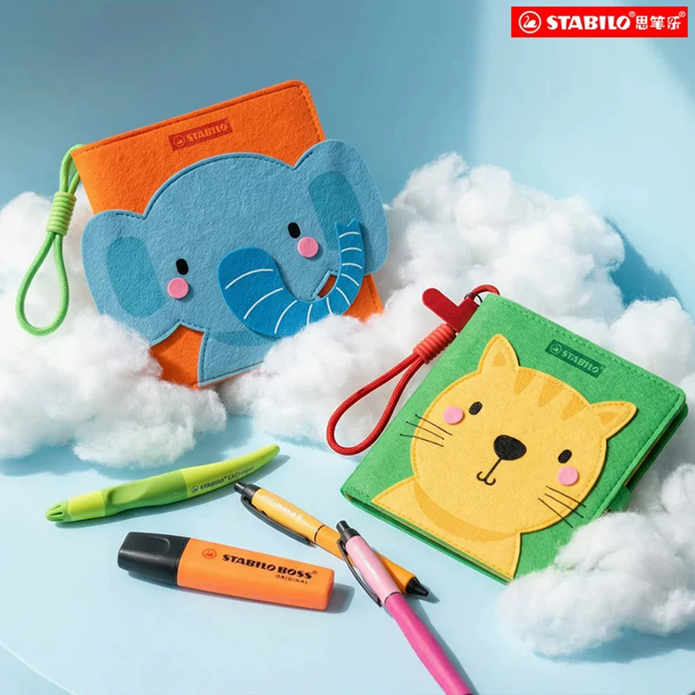 Stabilo Cartoon Loose Leaf Diary Notebook Detachable Cute Animals Handmade Felt Kawaii Notebook Student Stationery