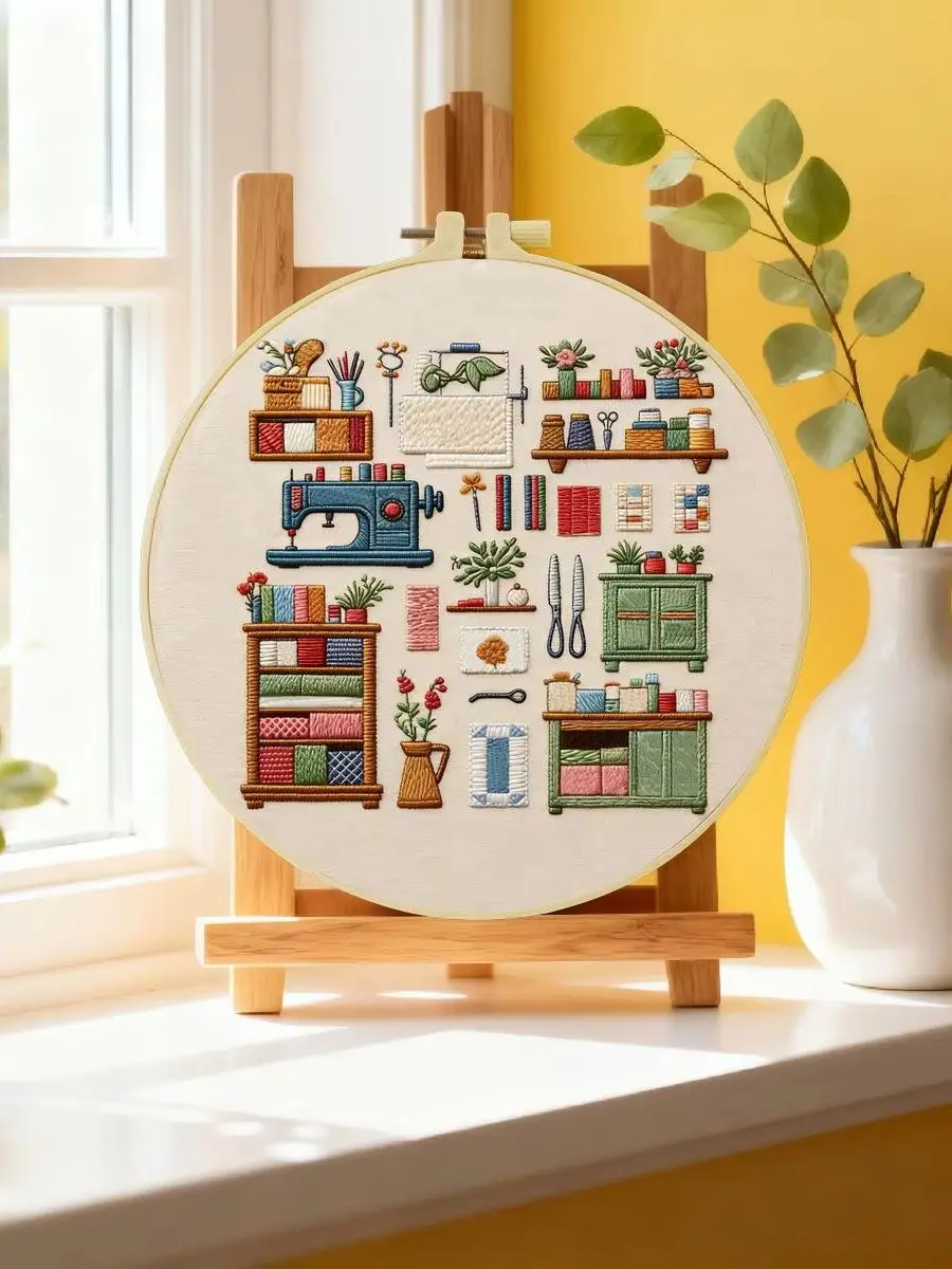 1 Stück 20X20CM/15X15CM 7,87/6,3 Zoll Näh- und Stickerei-Starter-Kit DIY-Kit DIY-Stickerei-Kit Handarbeiten Nähkunst – Detail 6