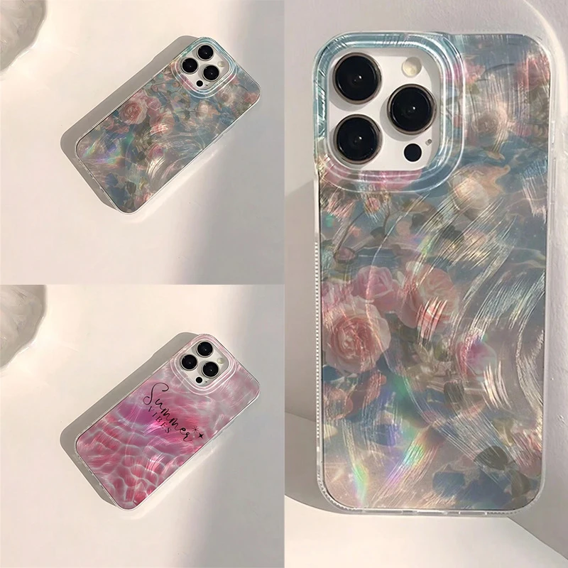 Flower Wave Element Phone Case for Xiaomi Redmi Note 14 13 12 12s 11 11s 10 9 9s 8 7 Pro Plus 4G 5G Feather Texture Back Cover