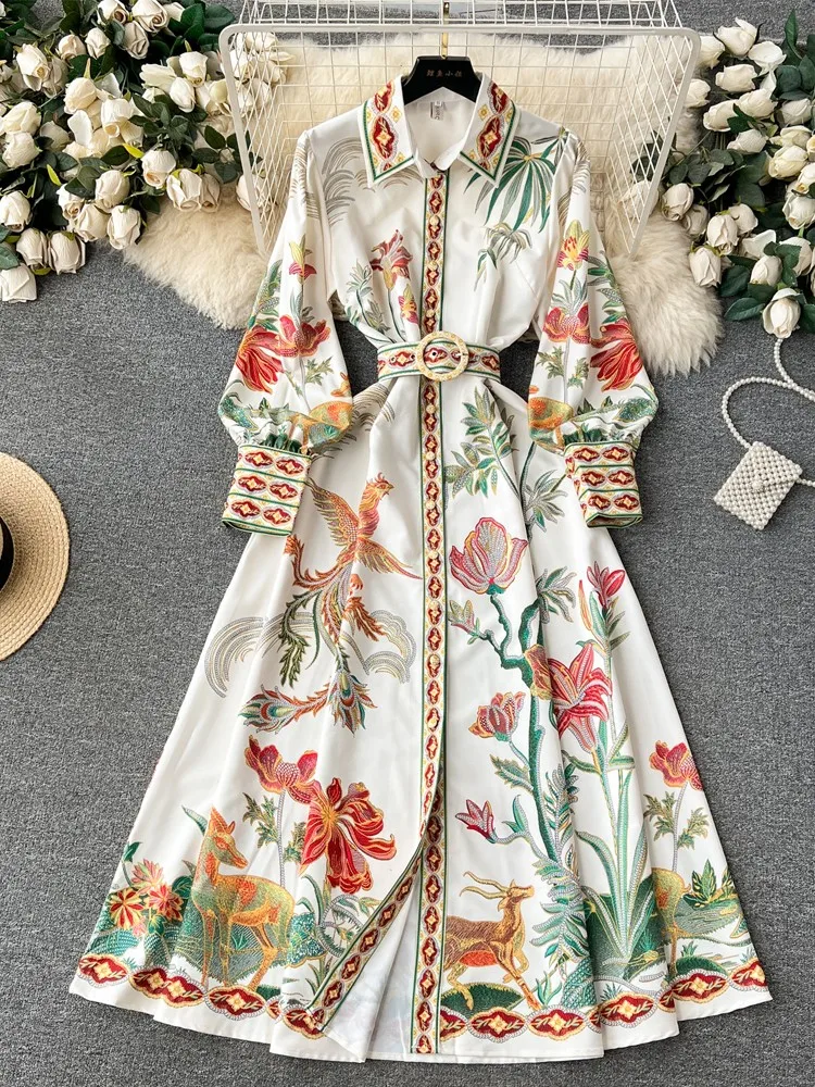 

New Spring Autumn Women Long Elegant Dress Palace Attire Elegant Long Sleeve Casual Dresses Woman Vintage Long Holiday Dress