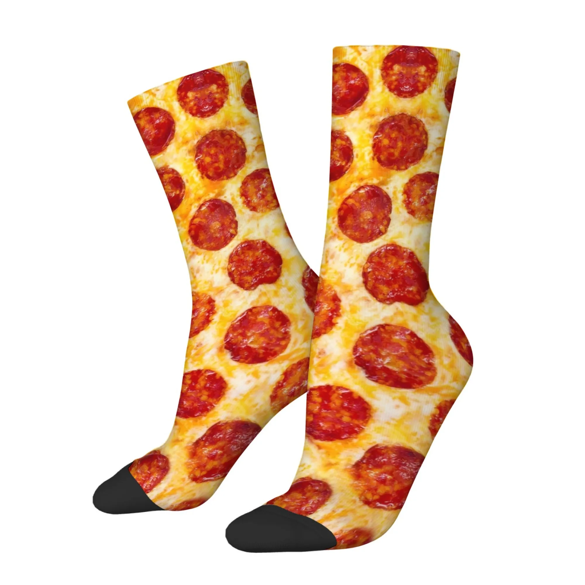 Fun Hot Dog and Pizza Print Men's Socks Comfortable Non-slip Soft Socks Quirky Novel Fun Fashionable Cycling Sports Socks