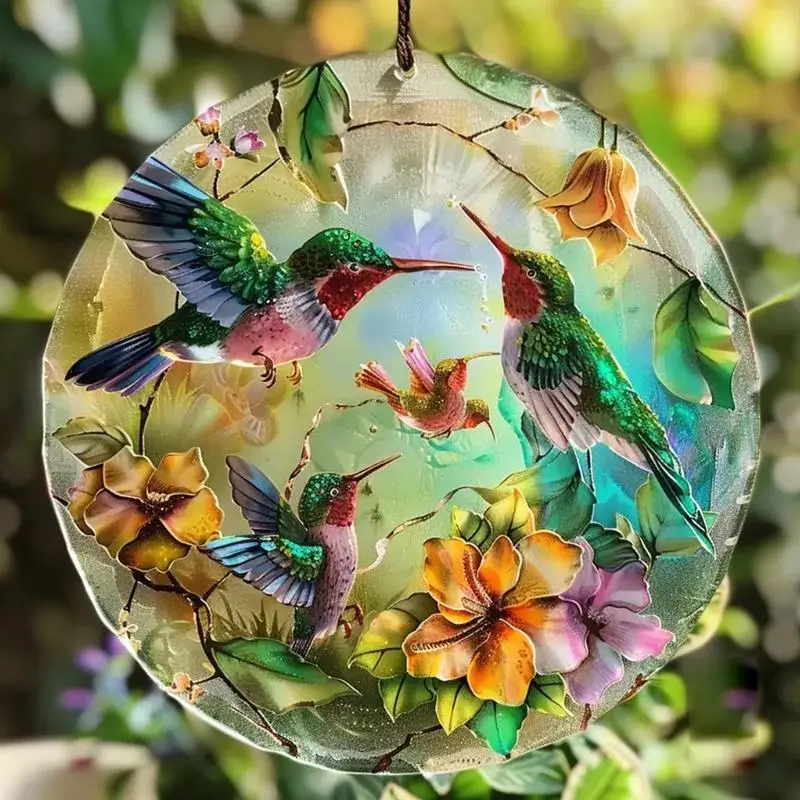 2D Acrylic Bird Decor Window Hummingbird Pendant for Mother's Day Expresses Gratitude Indoor Outdoor Flat Art for Bird Lovers
