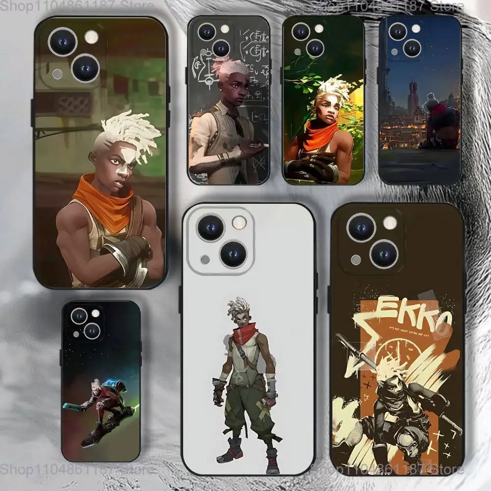 

Game Ekko A-Arcane L-Lol Phone Case For iPhone 17,16,15,14,13,12,11,Pro,XS,Max,XR,Plus,E,SE4,Mini Black Soft Cover