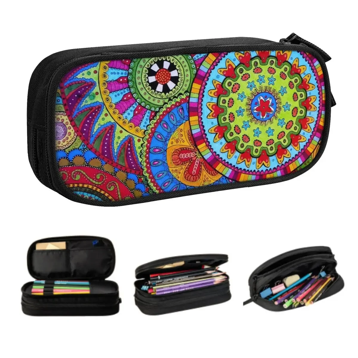 

Custom Mandala Flower Deanfun Colorful Cute Pencil Cases Girl Boy Large Capacity Pencil Pouch School Accessories