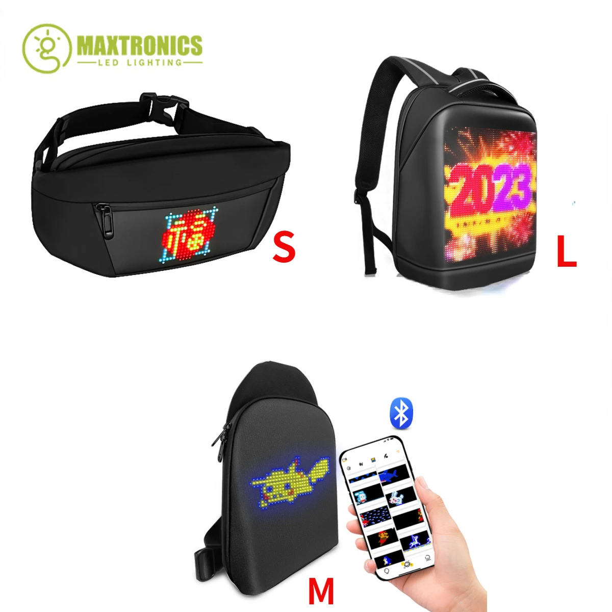 outdoor dynamic publicidade luz mochila smart led tela mochila versao bluetooth bolsa impermeavel outdoor levou pixel painel schoolbag 01