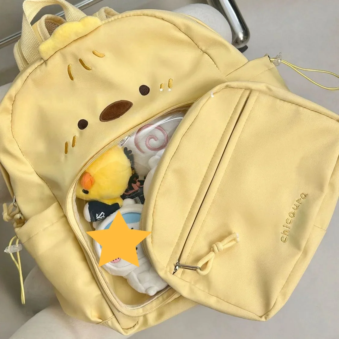 Detachable Pocket Chicken Backpacks Y2K Cute Kawaii Ita Bag Harajuku Shoulder Bag Girl Lolita Jk Transparent Display Knapsack