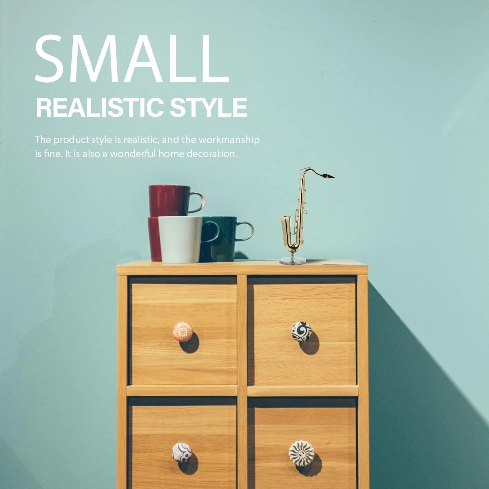 

1 Set Golden Miniature Tenor Saxophone Adornment Home Decoration Musical Instrument Ornament Fine Workmanship Teaching Prop Gift