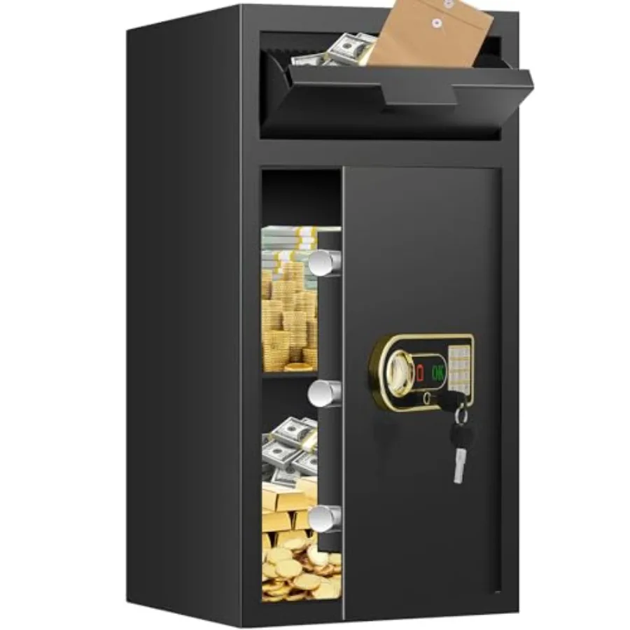

Сейф для бизнеса с отсеком для вложения, 7,5 куб. футов, особо большой, с защитой от краж, цифровой клавиатурой, запасным ключом и съемным отсеком для вложения