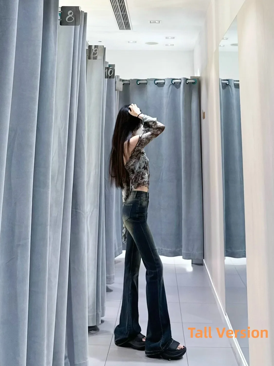 

Джинсы-колокольчики с высокой талией, женские осенне-зимние американские брюки для похудения, длинные домашние джинсовые брюки