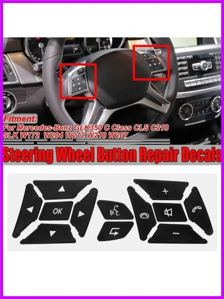 R9CC Replacement Stickers for C Class CLS C218 SLK W172 Steering Wheel Button Trim Cover Decal Auto Interior Accessory