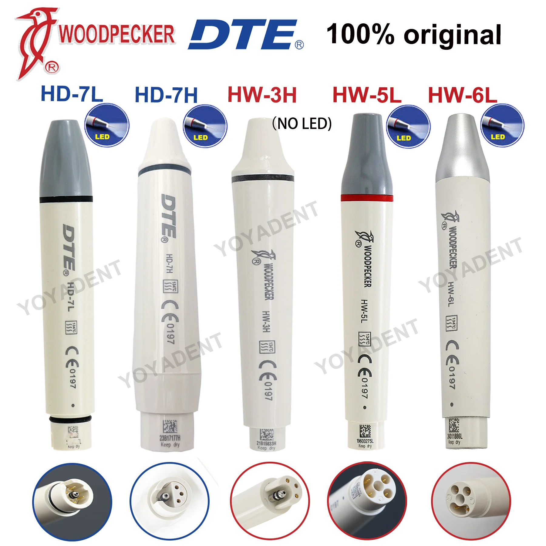 

Woodpecker DTE Dental Ultrasonic Scaler Handpiece HW-6L HW-5L HD-7L HD-7H HW-3H with LED Light Fit EMS NSK SATELEC ACTEON