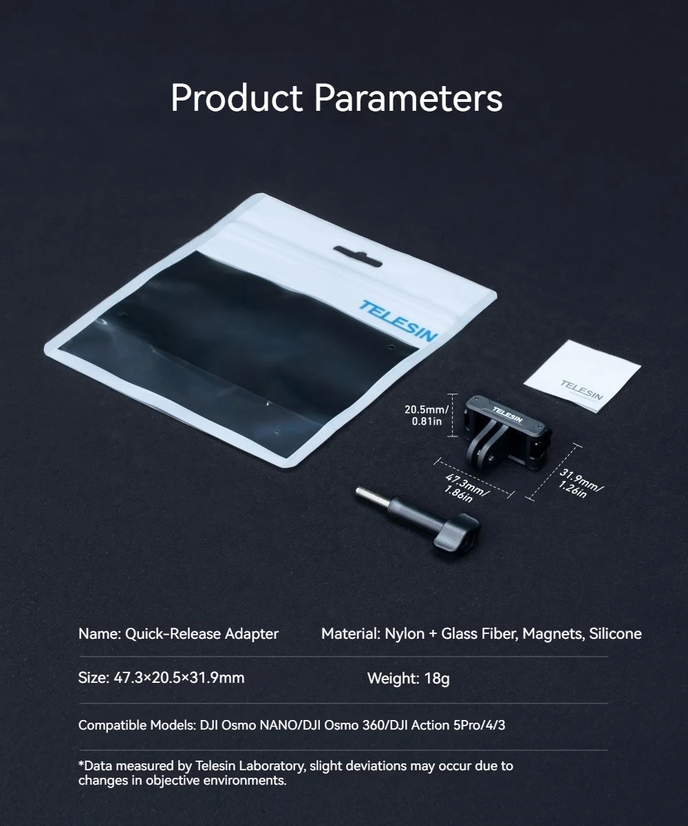 TELESIN Quick Release Adapter For DJI Osmo Nano/action 6 Magnetic Seat Magnetic Sucti