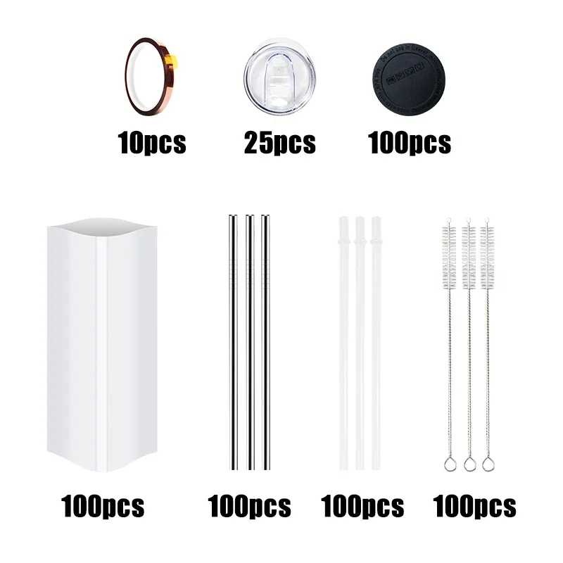 

US stocked metal straw plastic straw shrink warp straw brush silicone coaster sealed lids temperature tap Tumbler accessories