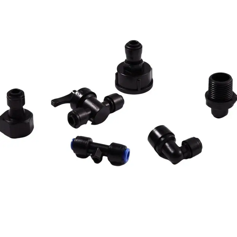【CC】RO Water Fitting Straight Elbow Tee POM Coupling Hose PE Pipe Glass Bulkhead Connector Water Filter Parts 1/4 6.35mm view 6