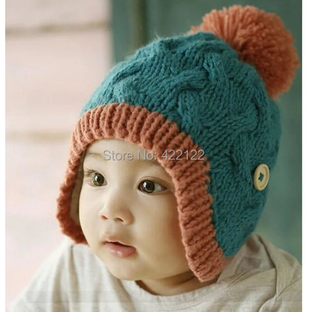 Gorros de punto con protector de orejas para niño y niña, gorros de invierno, gorros para niños, gorros para bebés, gorros para niños, cuello alto de punto, 1 unidad/lote MC01