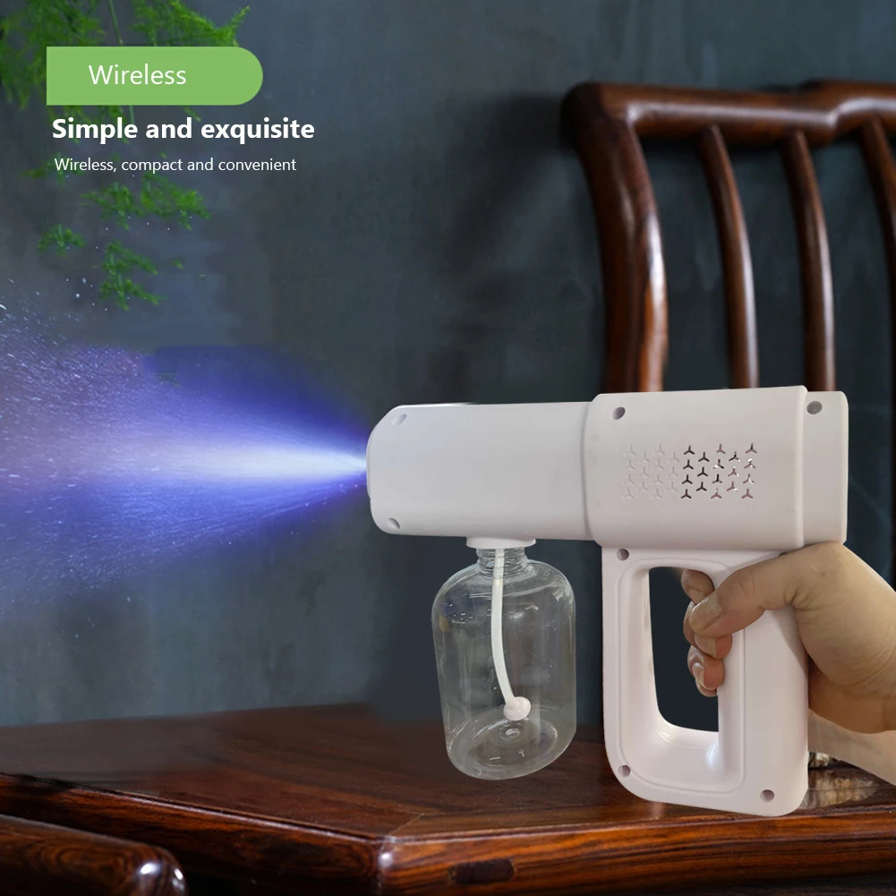 

300ML Wireless Electric Sanitizer Sprayer USB Charging Handheld Fogging Disinfection Sprayers Blue Light Atomization Spray Gun